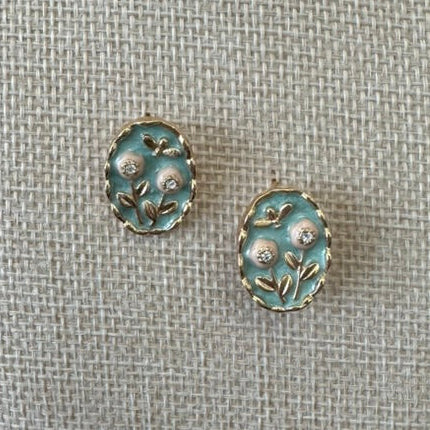 Floral Enamel Drop Earrings with Vintage Charm