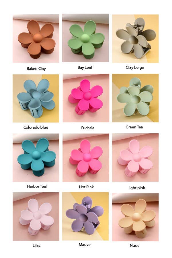 Oversize Matte Flower Claw Clip