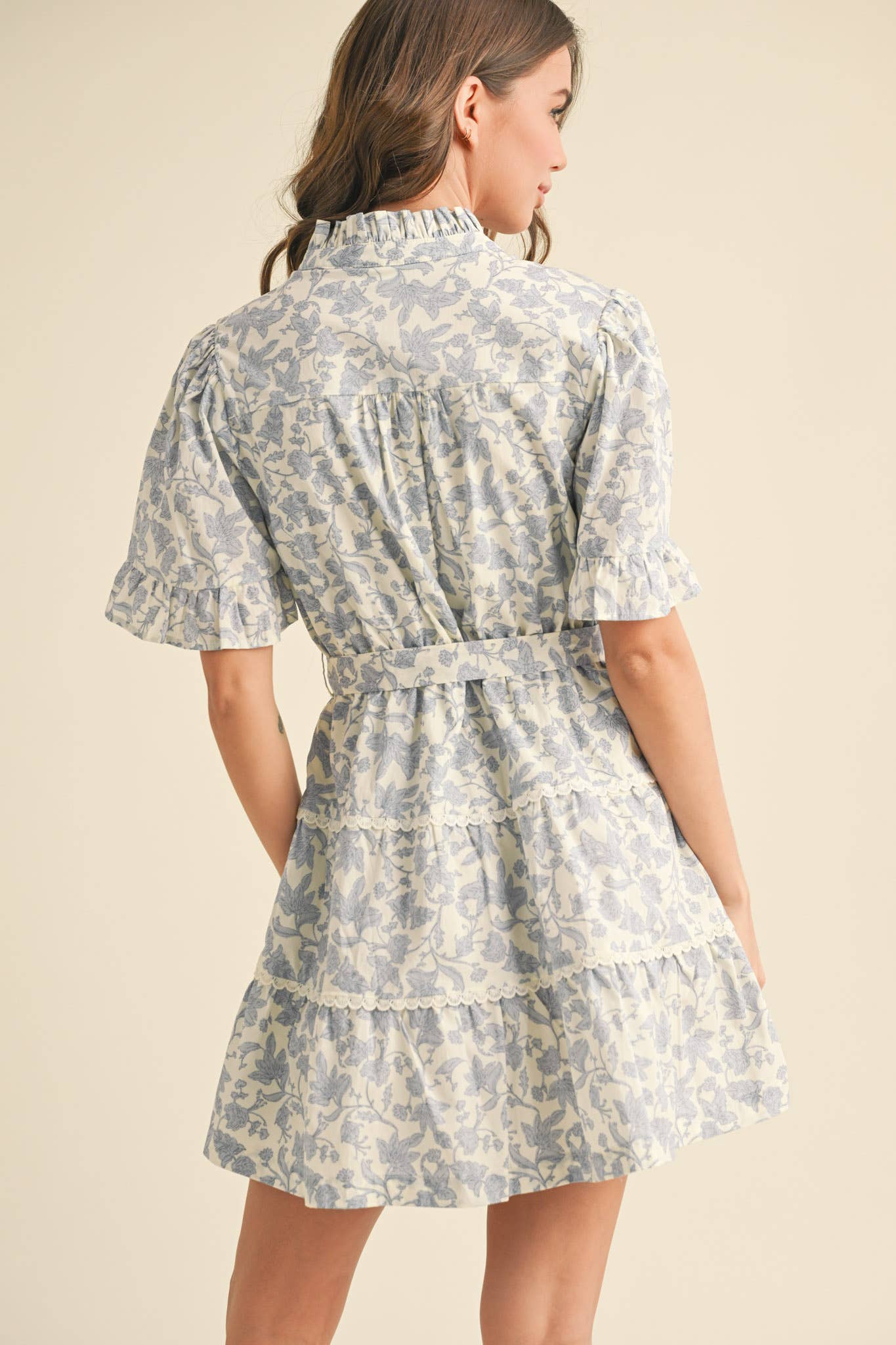 Flirty Ruffled Floral Button Down Mini Dress