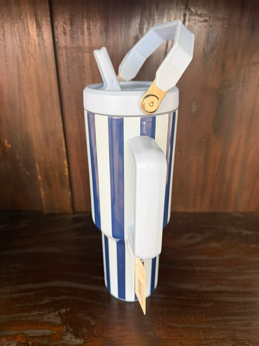 Light Blue and Navy Striped 38 Oz Cabana Jug Tumbler