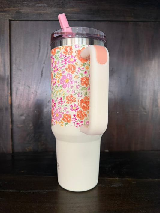 40 oz Lifestyle Flip Straw Tumbler-Secret Garden Pink