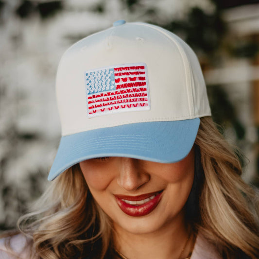 American Flag Fitted Hat