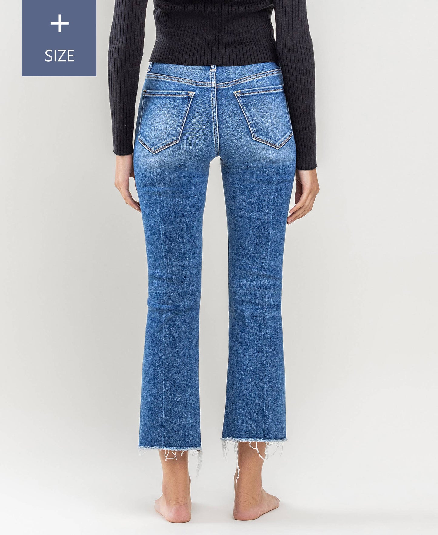 High Rise Raw Step Hem Flare Jeans - Plus Size