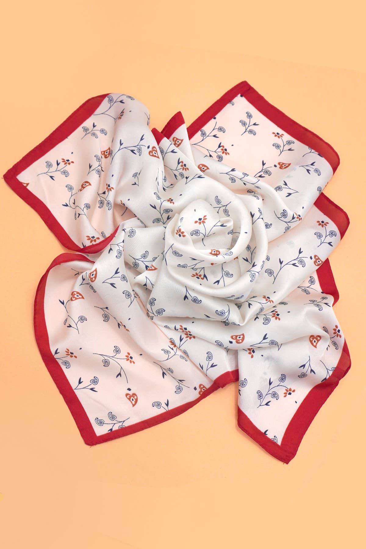 Flower Print Silky Bandana Scarf