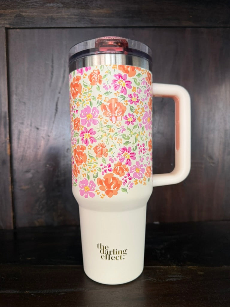 40 oz Lifestyle Flip Straw Tumbler-Secret Garden Pink