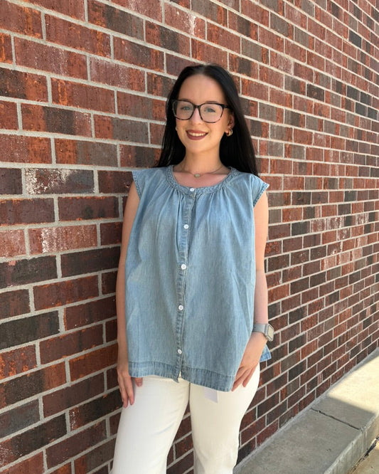 Washed Denim Blouse