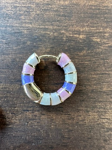 Multicolor Pastel Enamel Striped Huggie Hoop Earrings