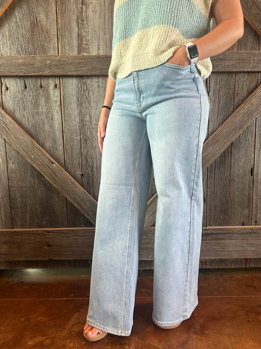 High Rise Palazzo Wide Leg Jeans