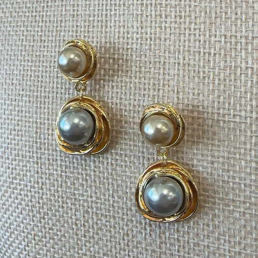 Classic Geometric Pearl Drop Earrings