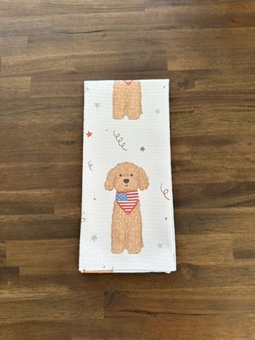 Patriotic Pup Waffle Kitchen Towel