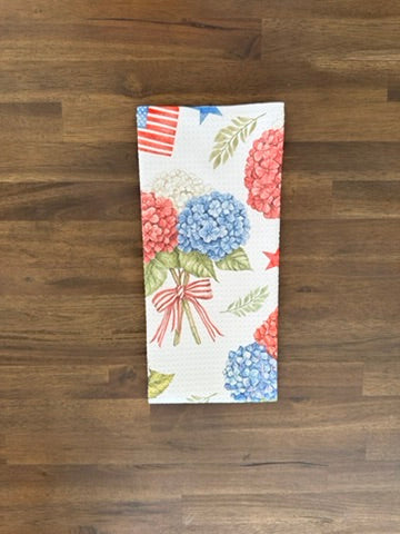 Patriotic Floral Waffle Kitchen Towel