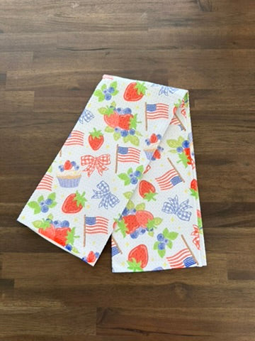 4th of July Hydrangea Waffle Kitchen Towel