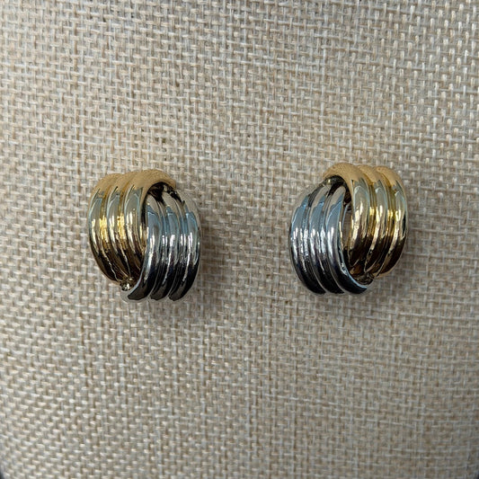Two tone fashion post earrings 