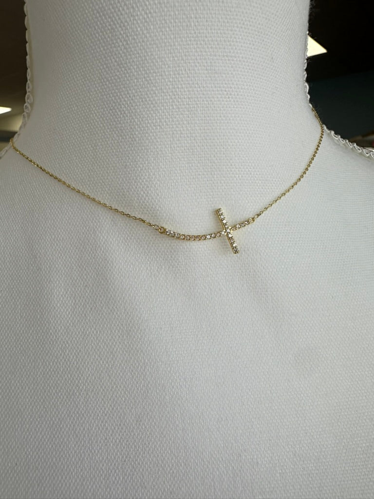 Shiny Side Cross Necklace