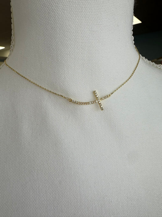 Shiny Side Cross Necklace
