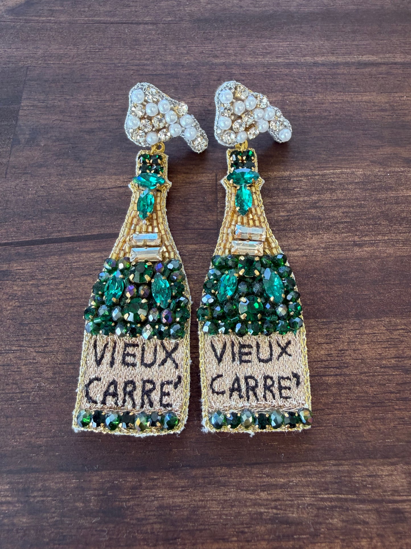 Green Bottle Champagne Earring