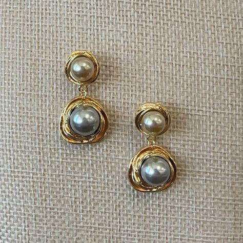 Classic Geometric Pearl Drop Earrings