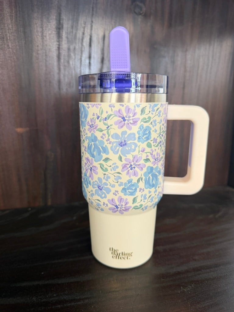20 oz Lifestyle Flip Straw Tumbler-Secret Garden Blue