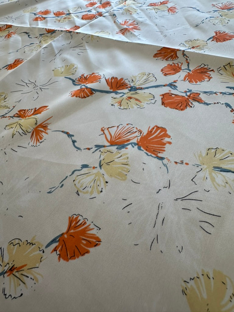 Soft Botanical Print Silky Scarf