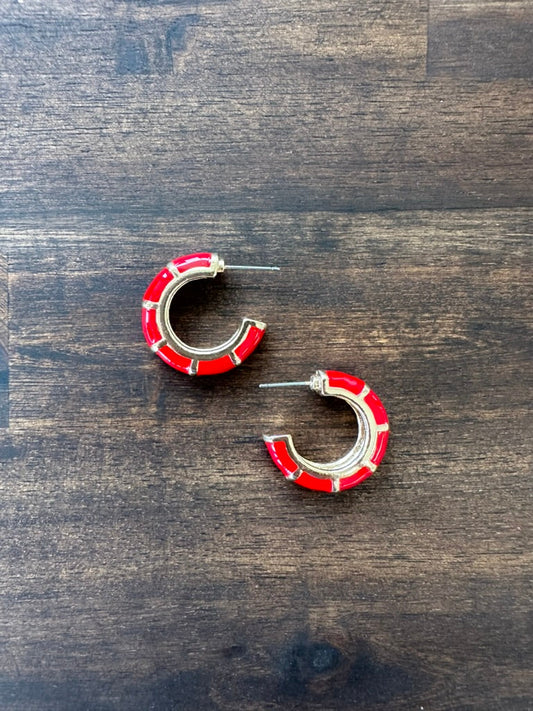 Petite Red Bamboo Hoop | Red Earrings | Custom Hoops