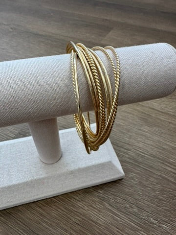 Mixed Dainty Metallic Bangle Bracelets Set