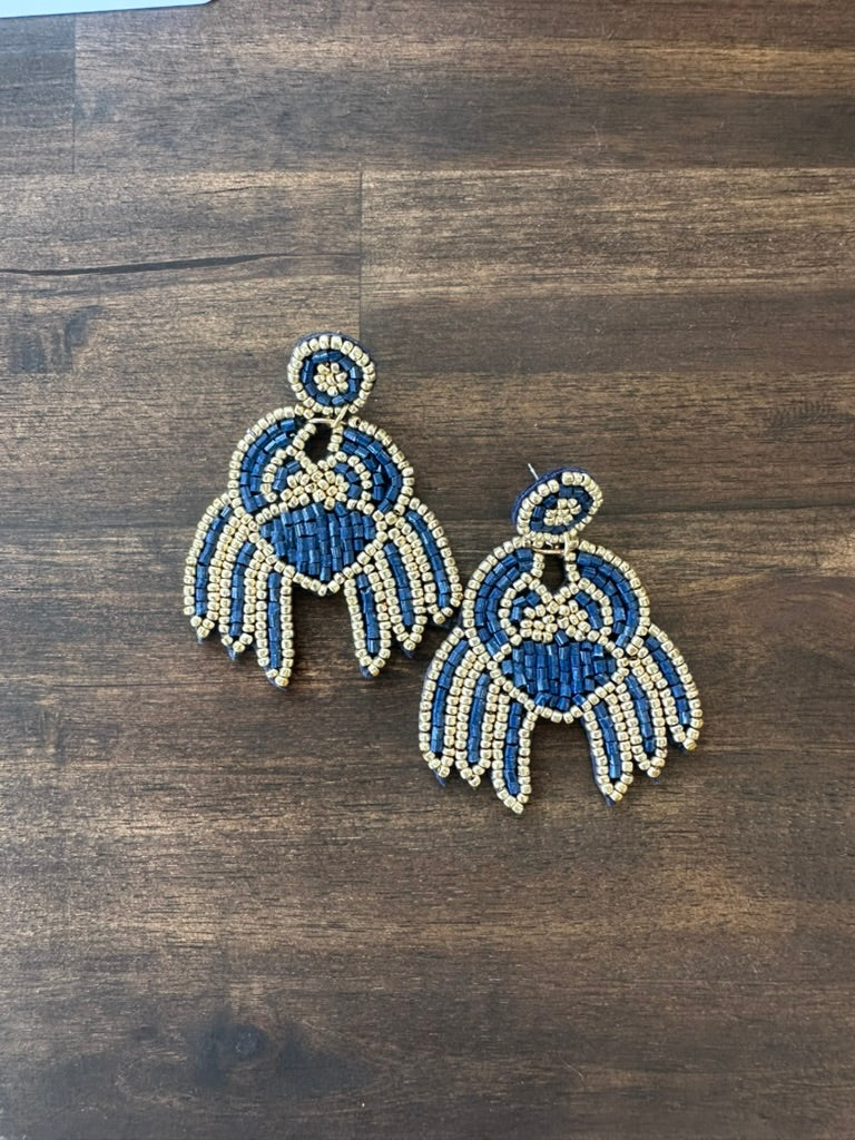 Beaded Patriotic Crab Earrings
