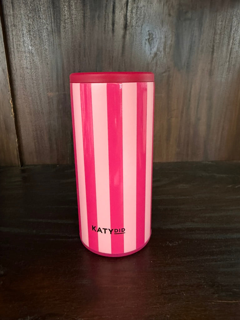 Pink and Hot Pink Striped Slim Can Koozie