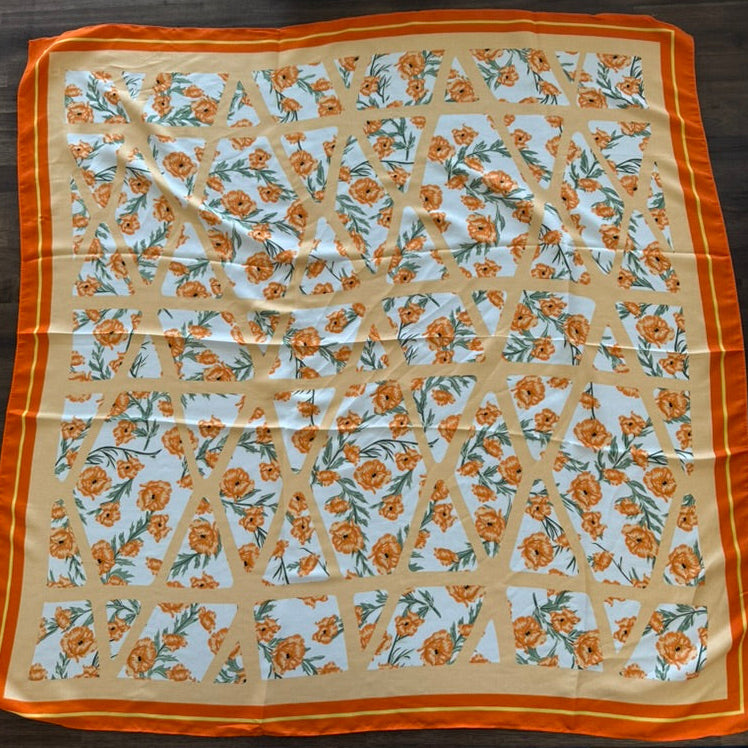 Oversized Floral Print Bandana Scarf Wrap