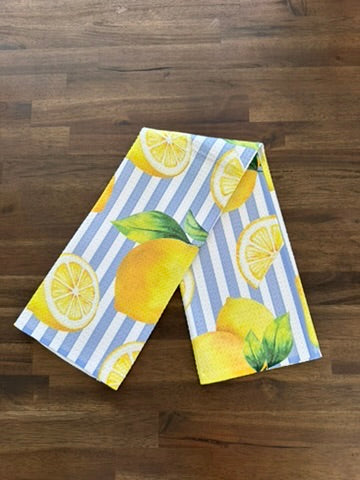 Lemon Stripe Waffle Kitchen Towel