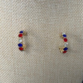 Patriotic gemstone hoop earrings 