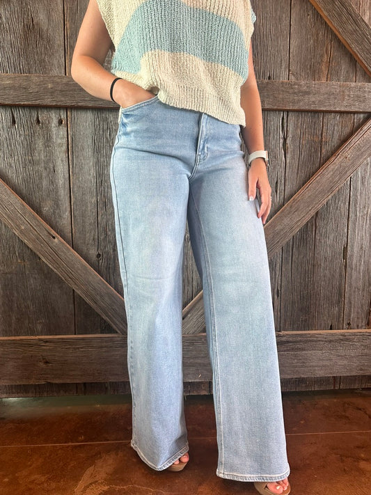 High Rise Palazzo Wide Leg Jeans