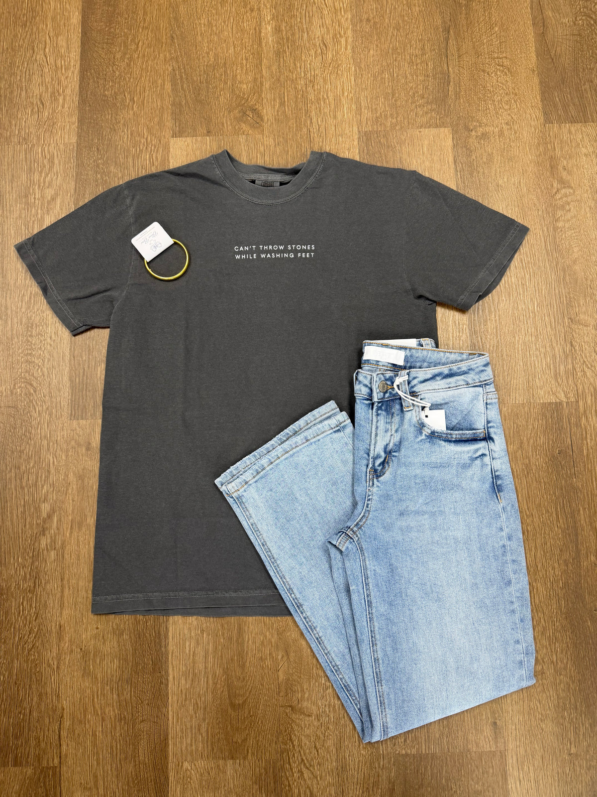 Can't Throw Stones Tee- Charcoal