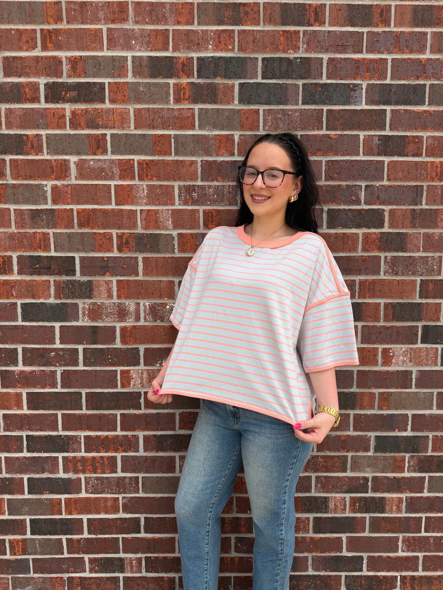 Striped Relaxed Fit Knit Tee