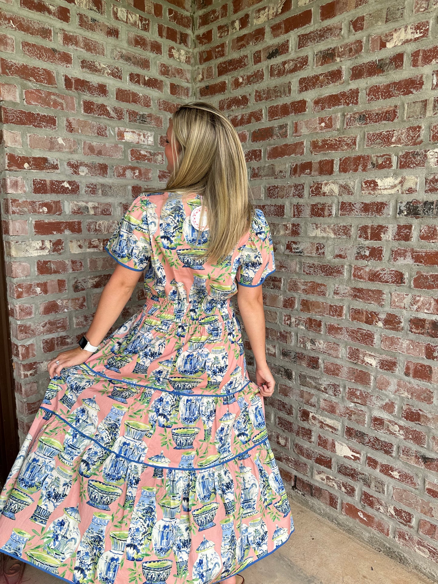 Abstract Print Tiered Maxi Dress