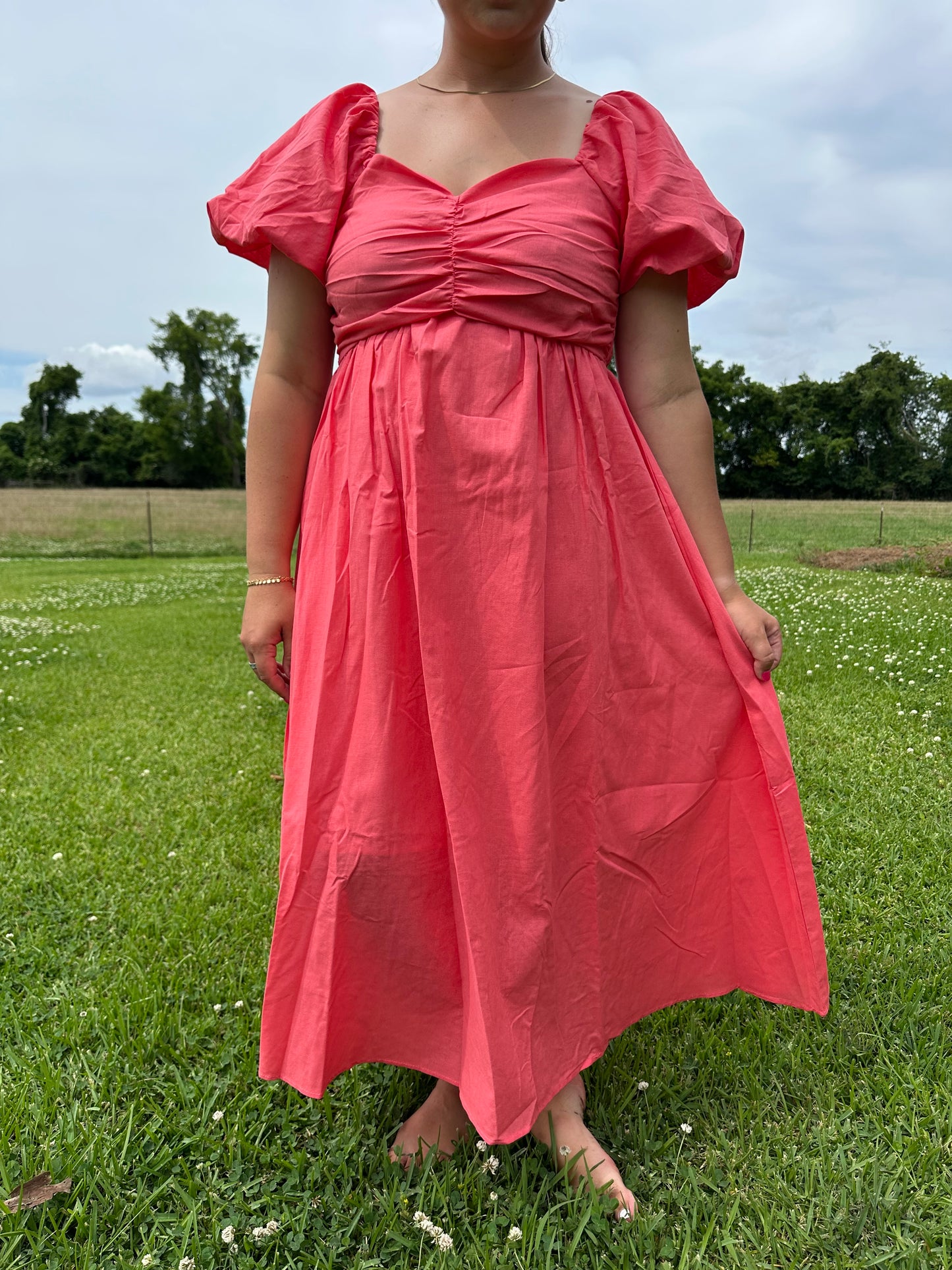 Flirty Puff Sleeve Midi Dress