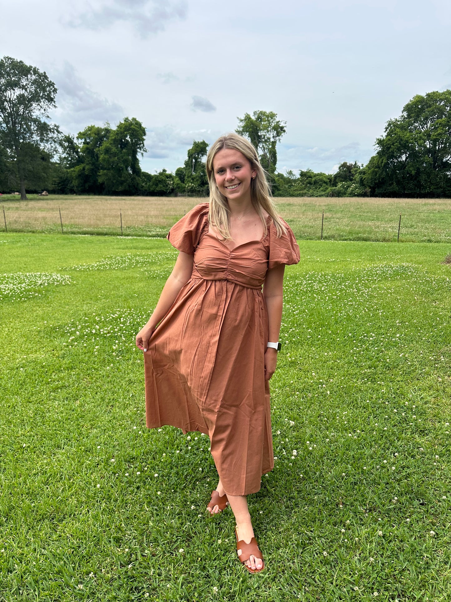Flirty Puff Sleeve Midi Dress