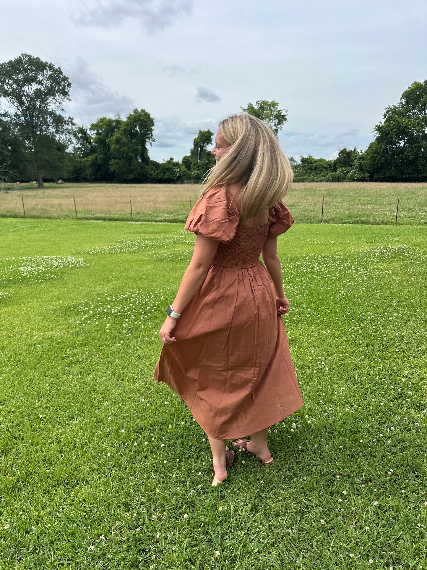 Flirty Puff Sleeve Midi Dress