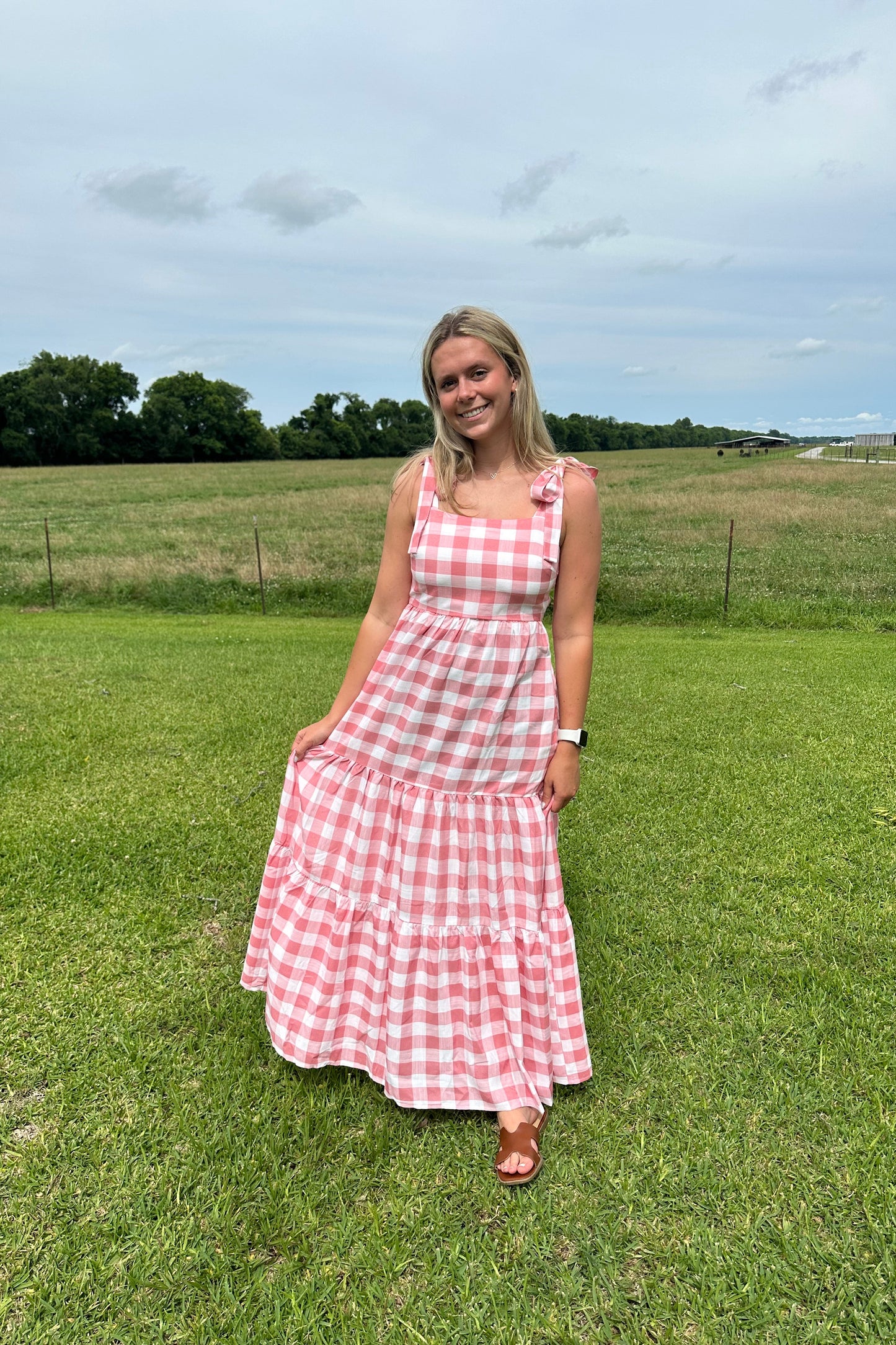 Gingham Tiered Maxi Dress