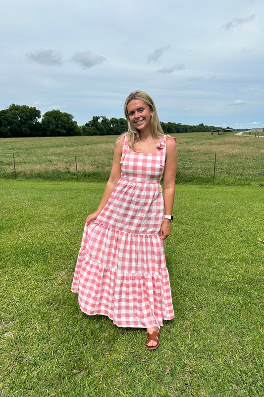 Gingham Tiered Maxi Dress