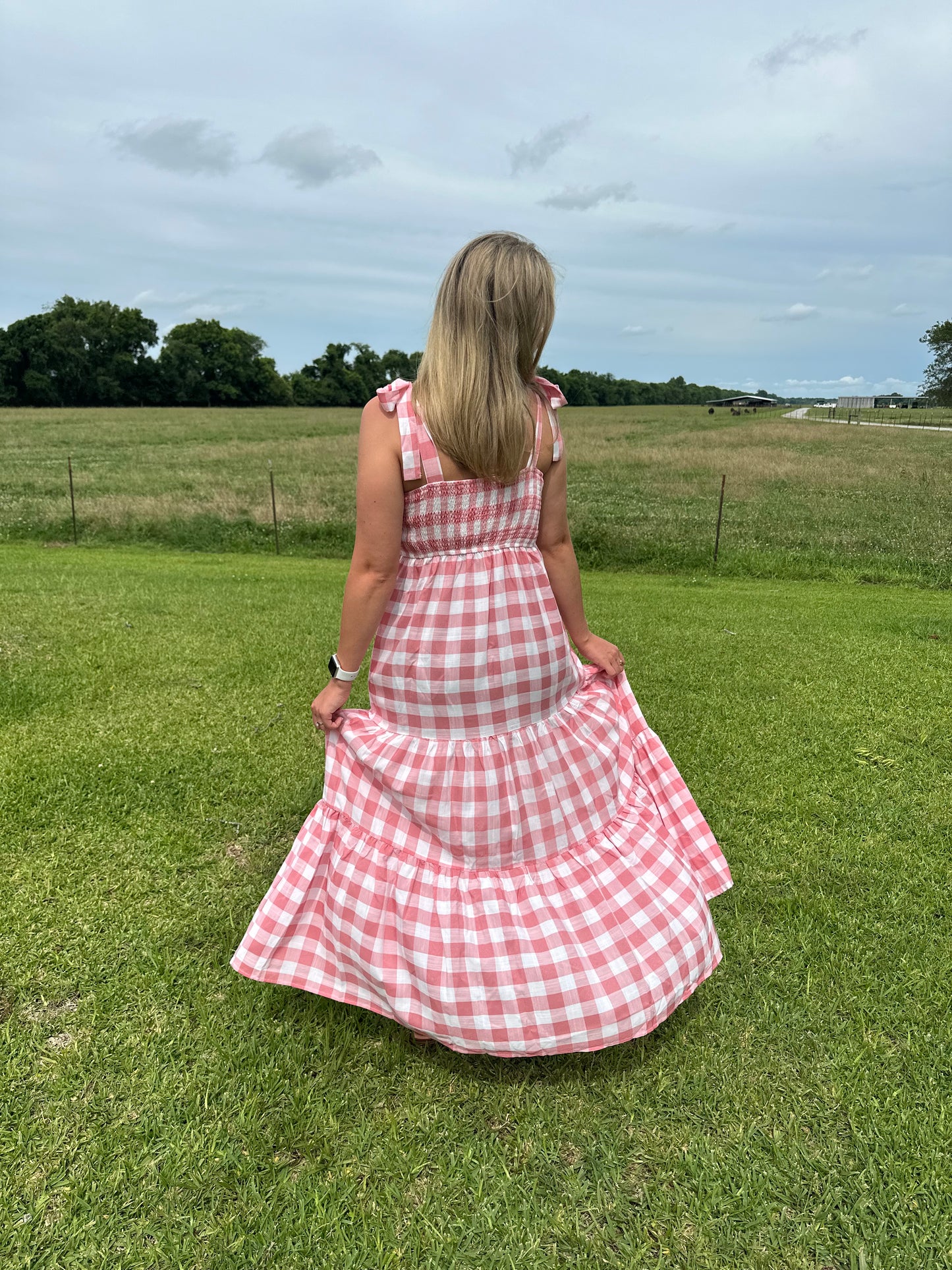 Gingham Tiered Maxi Dress