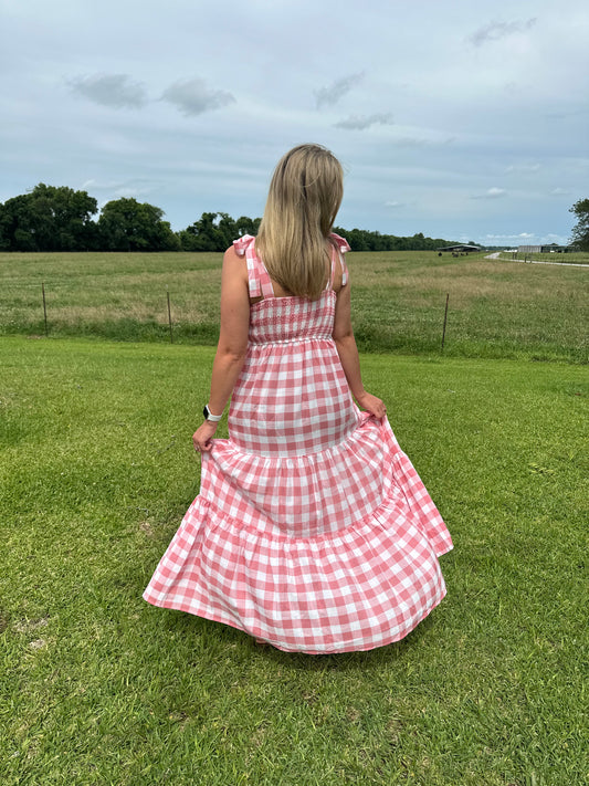 Gingham Tiered Maxi Dress