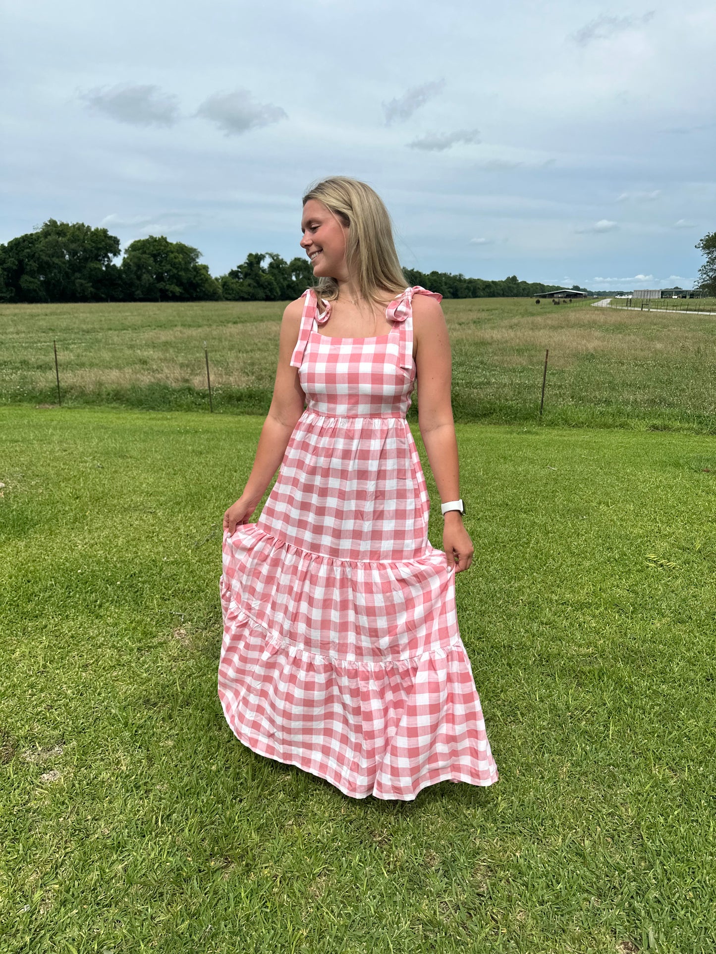 Gingham Tiered Maxi Dress