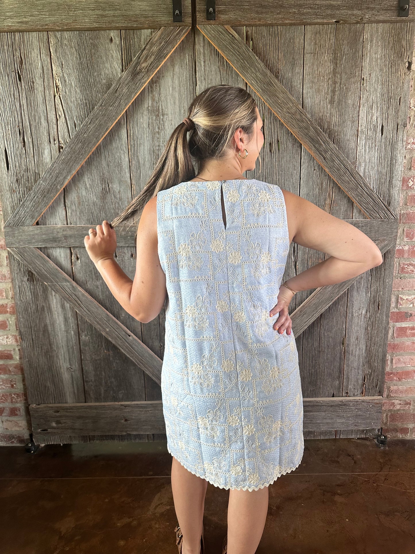 Embroidered Shift Dress