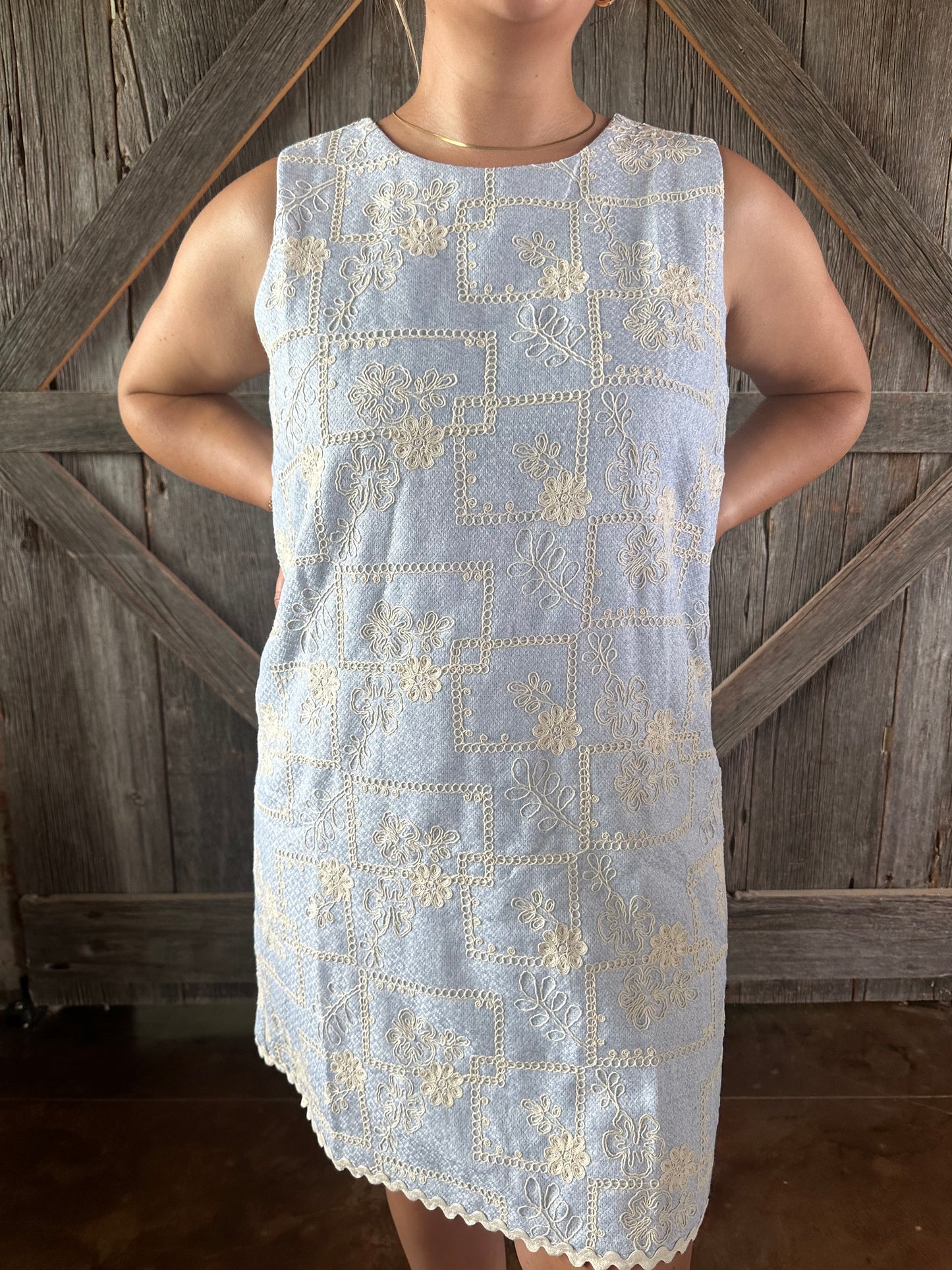 Embroidered Shift Dress