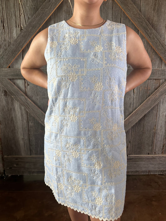 Embroidered Shift Dress