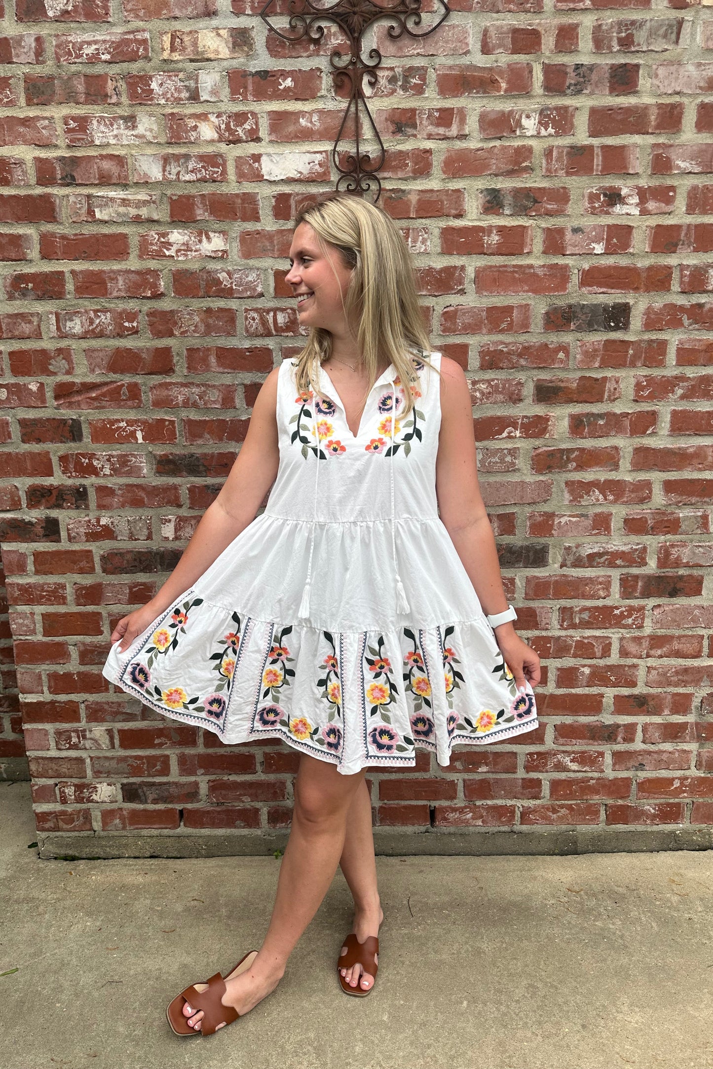 Embroidered Floral Mini Dress Bloom