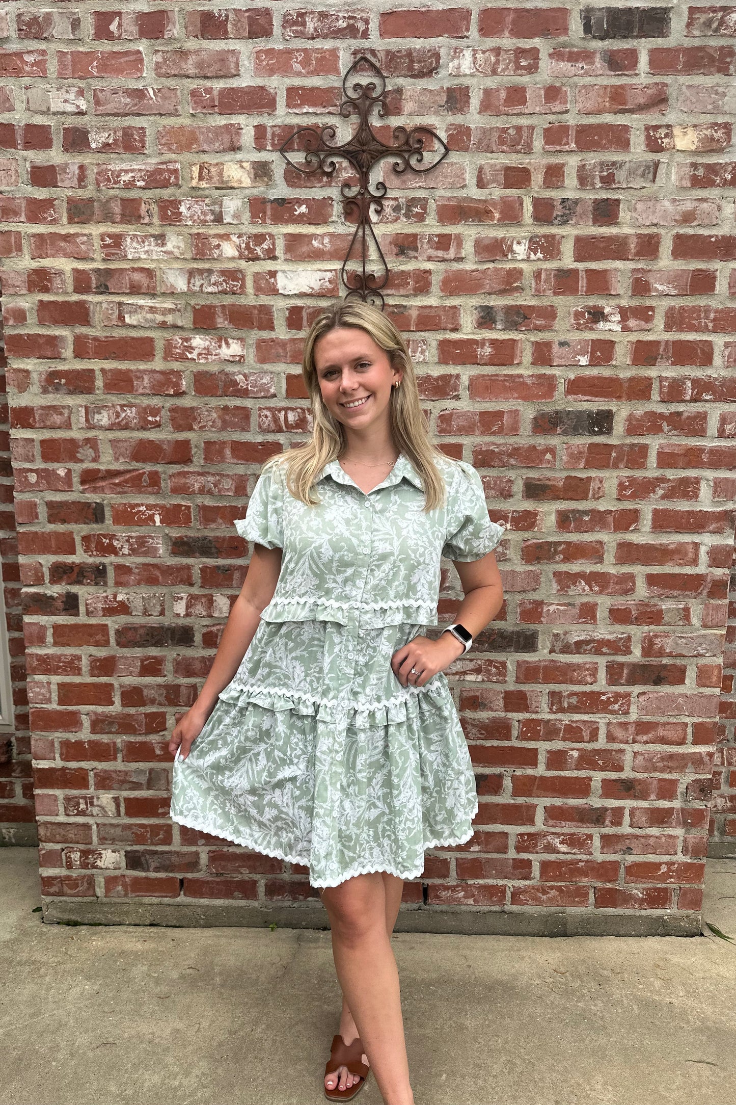 Puff Sleeve Tiered Dress With Flowy Ruffle Layers