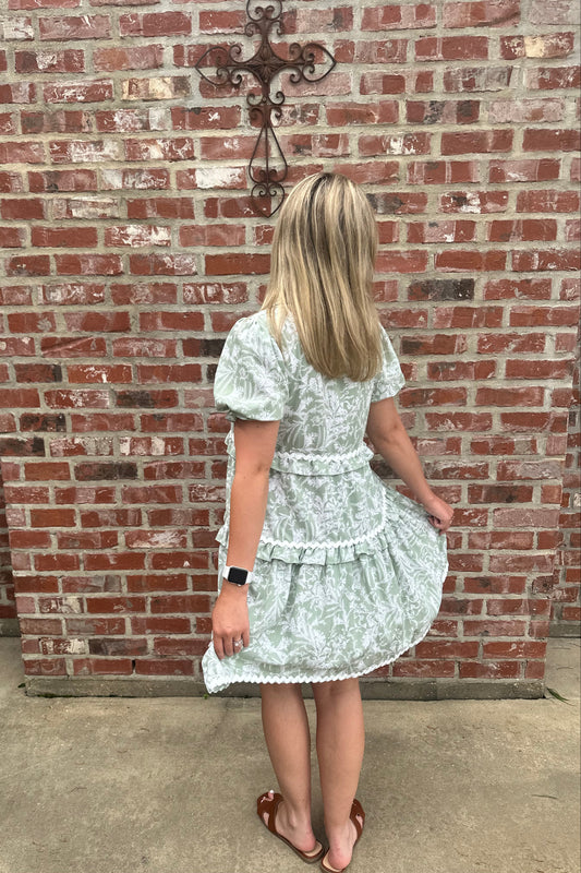 Puff Sleeve Tiered Dress With Flowy Ruffle Layers