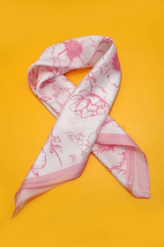 Petite Flower Print Silky Bandana Scarf