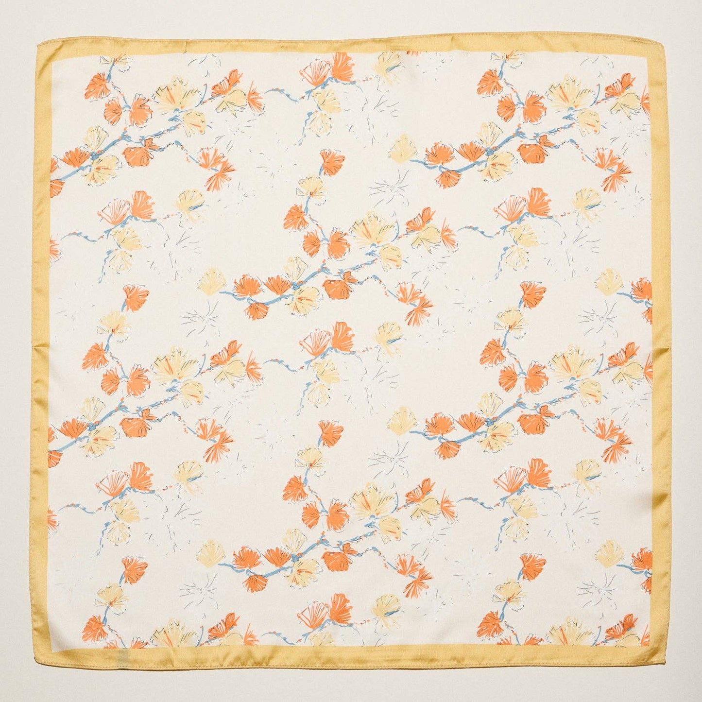 Soft Botanical Print Silky Scarf